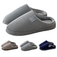 thumbnail image 4 of AUDeals Men's Plush House Slippers - Thick Sole Warm Closed Toe Indoor Home Shoes with Non Slip Daily Comfort (Grey, 9.5), 4 of 5