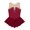 Burgundy, variant on iiniim Girls Shiny Rhinestone Sleeveless Splice Ice Skating Skirt Gymnastic Leotard Dress