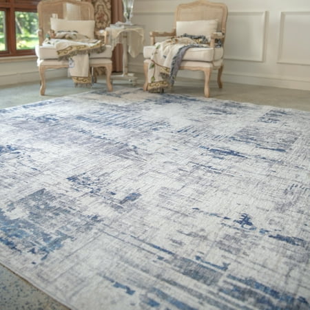 montvoo 5'x7' area rugs for living room modern abstract area rugs machine washable rugs distressed rugs bedroom dining room kitchen carpet navy blue