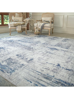 MontVoo 5'x7' Area Rugs for Living Room Modern Abstract Area Rugs Machine Washable Rugs Distressed Rugs Bedroom Dining Room Kitchen Carpet Navy Blue