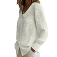 thumbnail image 5 of Sheghy Workout Tops Women's Collared Embroidered Printed Long-sleeved Blouse White XXXL, 5 of 7