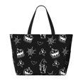 thumbnail image 2 of PAYOHTO Halloween Doodle Seamless Pattern Large Beach Tote Bags for Womens Mens Sandproof Swim Pool Bag with Zipper for Travel Vacation, 2 of 7