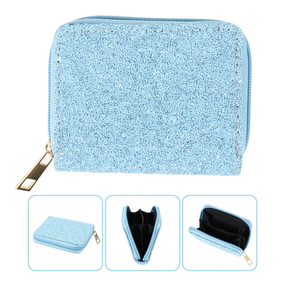 Soimiss 1Pc Zipper Coin Wallet PU Sky Blue Portable Gift for Women