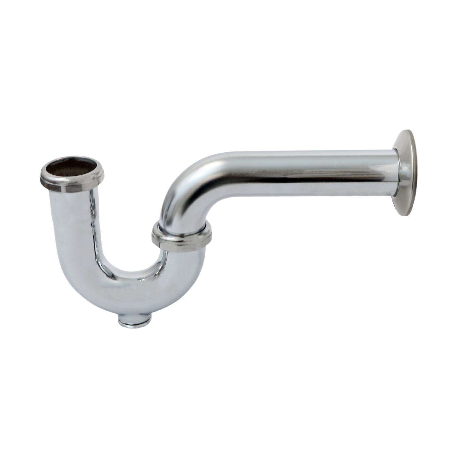 Highcraft 28131 P-Trap with Drain Plug for Tubular Drain Applications, 1-1/2 in., 20GA Brass, Chrome Plated