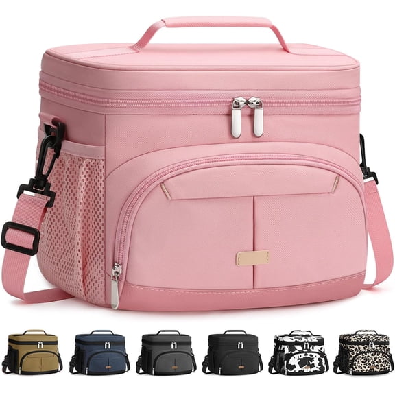 SUMMIT-Lunch Box for Man Women, Insulated Lunch Bag Cooler Bag Leakproof Lunchbox Lunch Tote Bags with Removable Strap for Work School Picnic Travel (Pink/12L