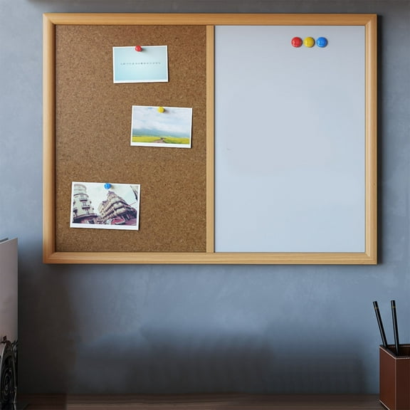 Taicans Cork Board White Board Combo,15.7 x 11.8 In Bulletin Board,Magnetic Dry Erase Board & Corkboard,Notice Pin Board,Memo Board,Vision Board,Bulletin Board,Mounting Hardware & Push Pins Included