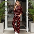 thumbnail image 3 of Garronmavis Womens Sweat Suits 2 Piece Set Polka Dot Sweatshirt Long Sleeve Hoodies Jogger Sweatpants Tracksuit Wide Leg with Pockets Red, Size L, 3 of 6