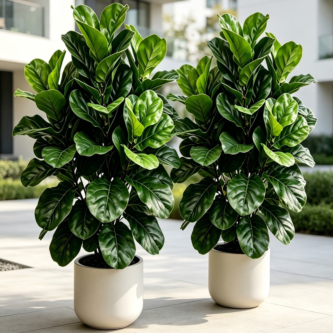 2 Pack Artificial Fiddle Leaf Fig Tree 2.8ft Fake Potted Plant for Entryway Balcony Home Office Apartment Living Room Indoor Outdoor Modern Decor Small Space Greenery