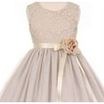 thumbnail image 2 of Big Girls' Elegant Contrast 3D Lace Tulle Flowers Girls Dresses Ivory 14, 2 of 4