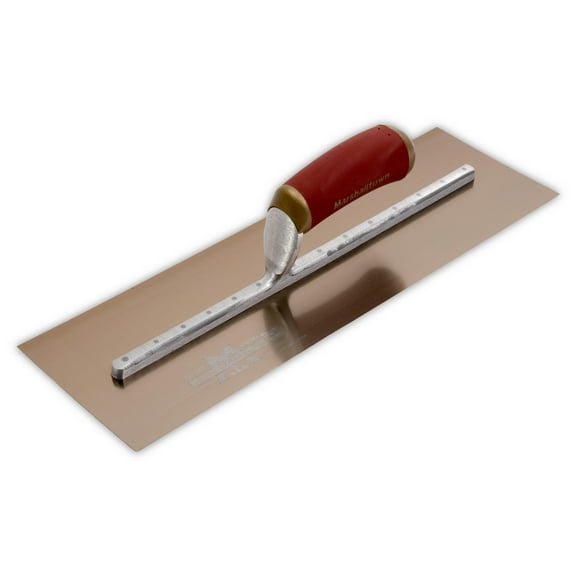 MARSHALLTOWN PB145GSD 14 x 5 inch Golden Stainless Steel PermaShape Finishing Trowel, Broken-In Style, DuraSoft Handle, for Masonry, Concrete, Brick Laying