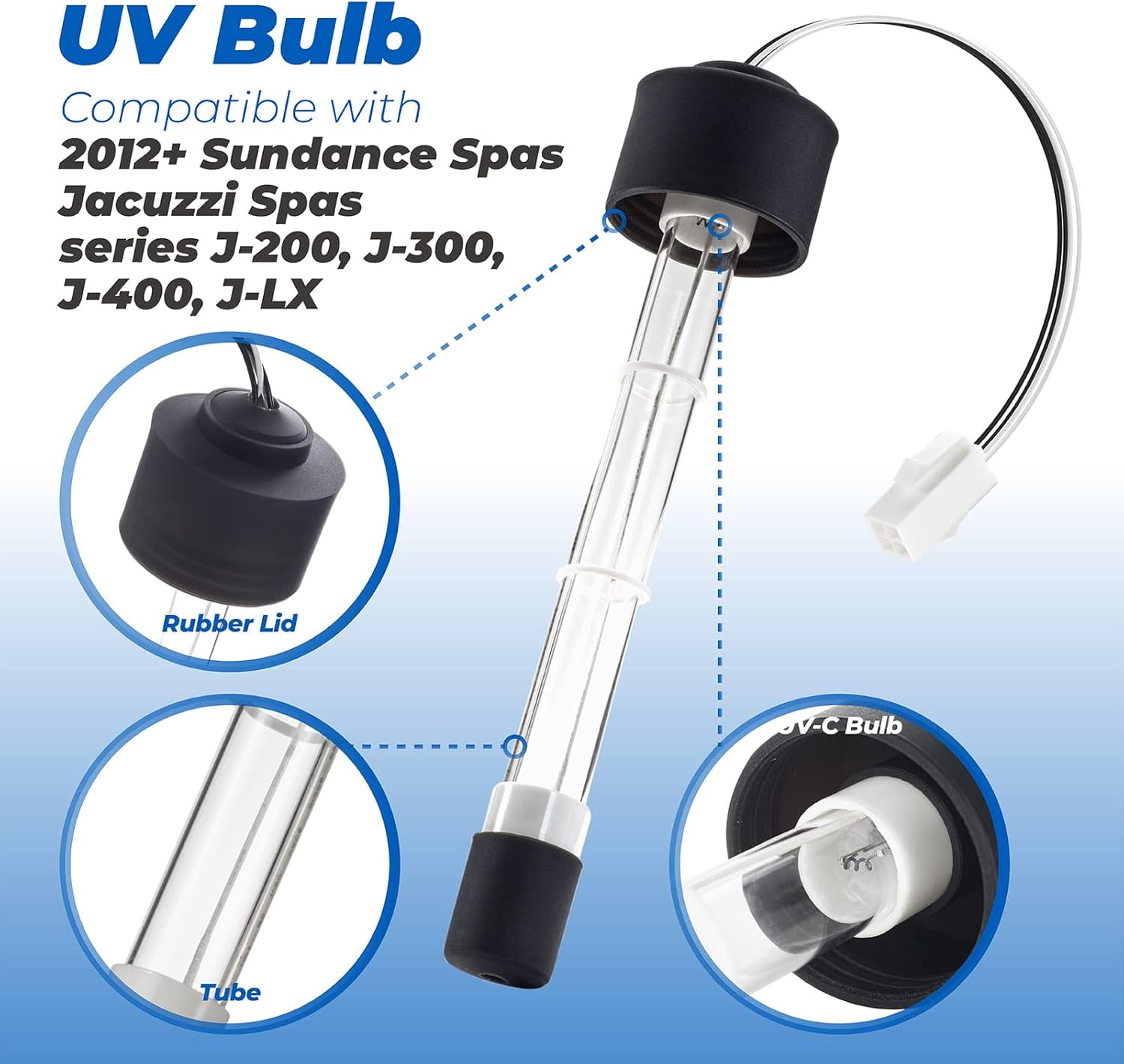 6472-841 Clear Ray XL Replacement UV Bulb for Jacuzzi J-200/J-300/J-400 & Sundance Spas 2012+ Models, Hot Tub Water Purification System,Pool and spa Bulb.
