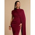 thumbnail image 6 of Burgundy Asymmetrical Draped Maxi Dress With Ruched Waist And One-Shoulder, 6 of 30