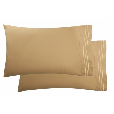 1800 Preimer Hotel Collection Egyptian Quality Super Soft Wrinkle Free 2-Piece Pillowcases- Standard Size-Gold