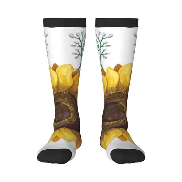 Balery Sunflowers (2) Calcetines novedosos Calcetines deportivos Calcetines hasta la rodilla Calcetines de algodón Calcetines originales y geniales