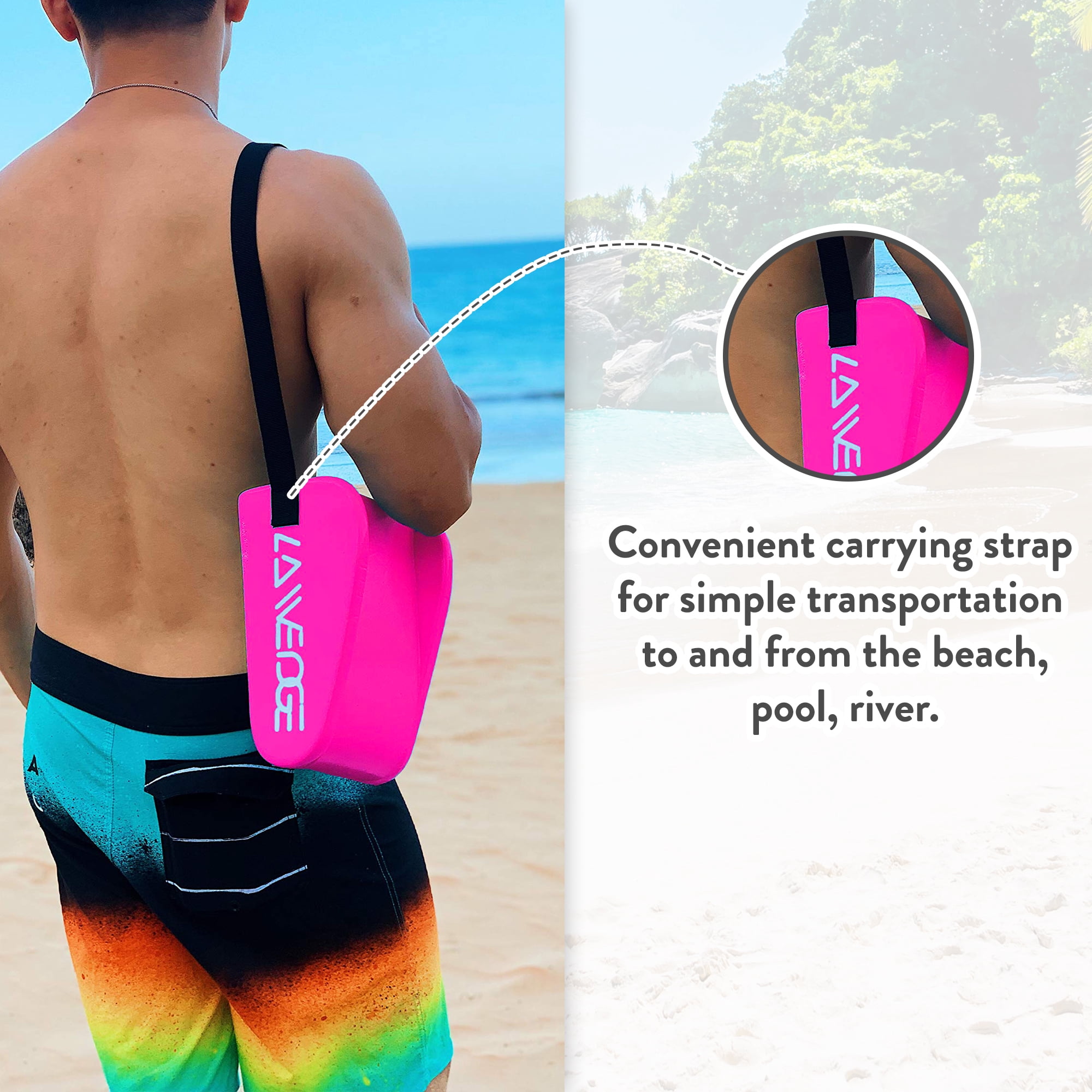 La-Wedge - Beach Headrest and Accessory Bag - Precious Pink