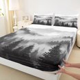 thumbnail image 3 of Homewish Natural Botanical Twin Sheet Sets,Pine Tree Twin Fitted Sheet,Gray White Flat Sheet For Adults,Luxury Bedroom Decor,3pcs, 3 of 7