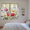 thumbnail image 4 of Spring Floral Tier Curtains, Colorful Tulip Butterfly Botanical Elegant Light Filtering Kitchen Curtains, 2Pcs Rod Pocket Half Window Treatments Panels for Sink Cafe Cabinet Basement 27.5x45 Inches, 4 of 9