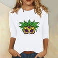 thumbnail image 2 of YUGYXL Trendy 3/4 Sleeve Tshirts for Women Mardi Gras Colorful Printed Clothes Novelty Crew Neck Soft Tunic Tees Celebration Party Basic Fit Tops Sales, 2 of 5