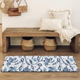 thumbnail image 4 of Blue Floral Leaf Pattern Bathroom Rugs Mat,Non Slip Microfiber Bathroom Rug,Rubber Backing,Soft Bathroom Mats for Bathroom Floor,Tub and Shower,47x17in(120x43cm), 4 of 5