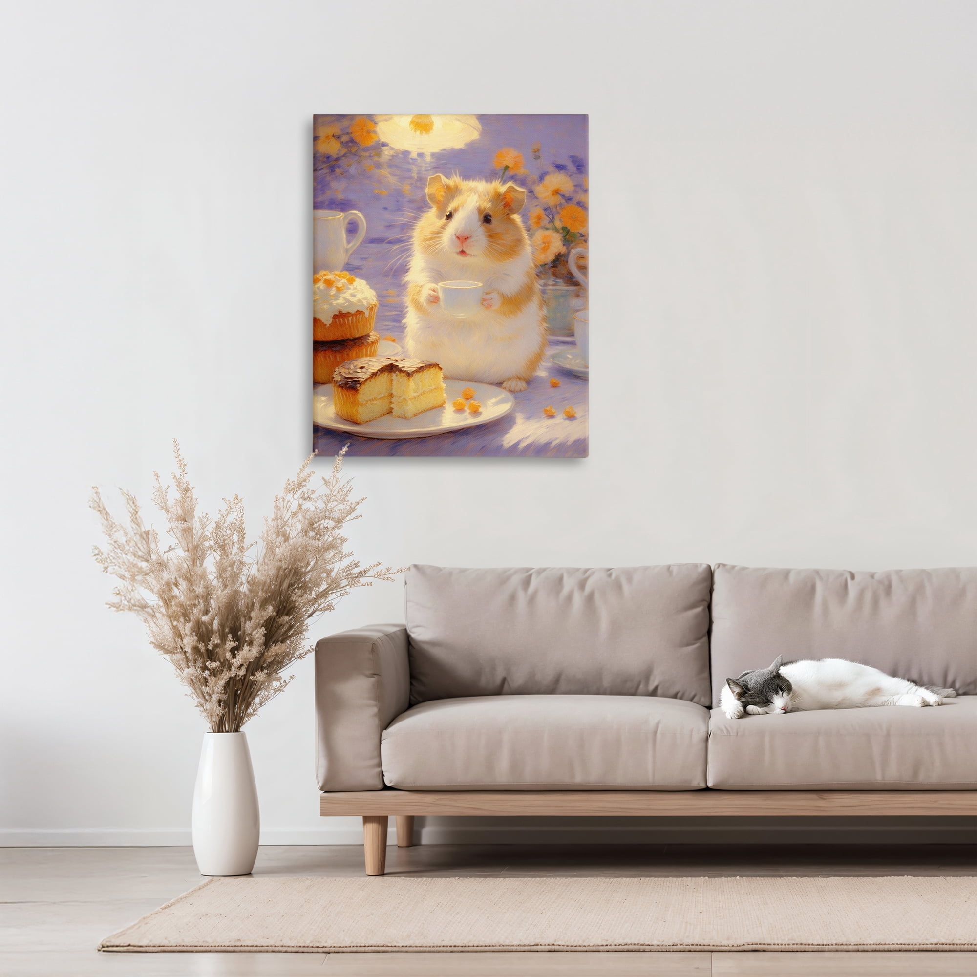 Stupell Industries Hamster Tea Party with Cake Canvas Wall Art, design by Angie Hawke
