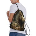 thumbnail image 2 of Bingfone Palatial Gold Pattern Horse Drawstrings Backpacks Bags for Men Women Gym Drawstrings Bag-Small, 2 of 8
