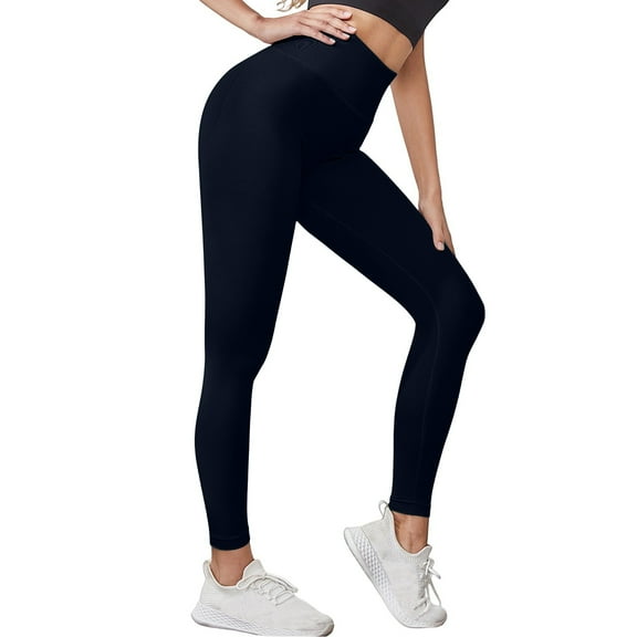 Xyxonk Workout Leggings for Women High Waisted Tummy Control Pants Workout Buttery Soft Athletic Leggings Stretchy Solid Color Butt Lifting Yoga Leggings Black M
