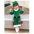 thumbnail image 2 of Disfraz de elfo de Año Nuevo 2025 para niña, conjunto de traje de Papá Noel verde con sombrero, conjunto de vestido de fiesta de Navidad elegante para niños, actuación, 2 of 5
