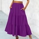 thumbnail image 2 of Falda boho de verano con cintura elástica y pliegues en línea A para mujer: falda de playa fluida con bolsillos, poliéster ligero para primavera/verano/otoño., 2 of 4