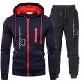 thumbnail image 3 of Conjunto de chándal para hombre, sudadera informal con estampado de corazón y pantalones de jogging, conjunto de 2 piezas, sudadera con cremallera, abrigo, ropa de calle popular para otoño e invierno, 3 of 3