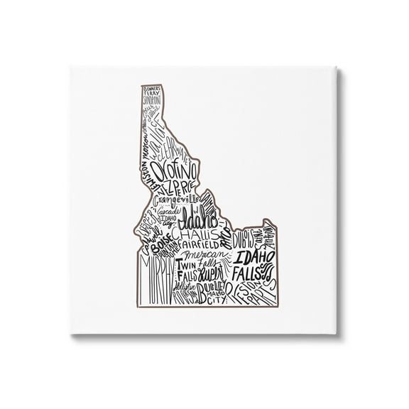 Stupell Industries Idaho State Shape Typography Cities Graphic Art Gallery Wrapped Canvas Print Wall Art, Design by The Saturday Evening Post
