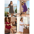 thumbnail image 4 of SHOWMALL Women's Plus Size Sleepshirts Short Sleeve Floral Nightshirt Lavender Mist Rose 2X Comfy Nightgown Pleated Scoopneck Sleepwear Casual Loungewear, 4 of 8