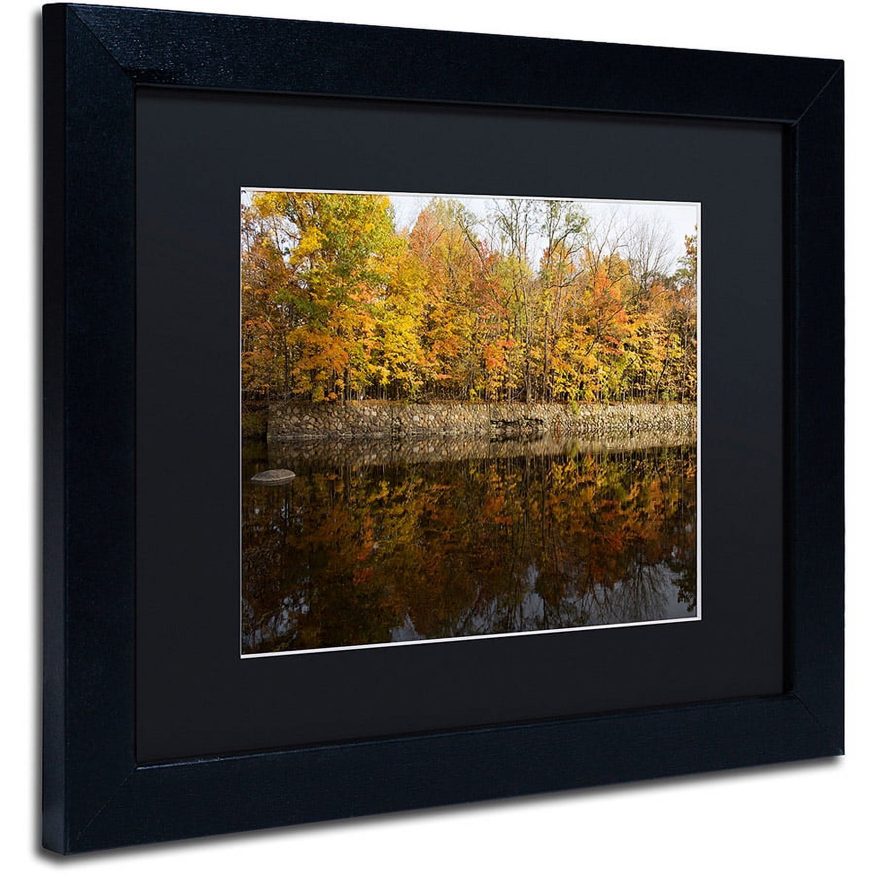 Trademark Fine Art "Autumn Along the Rocky River" Canvas Art by Kurt Shaffer, Black Matte, Black Frame