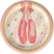8 Twinkle Toes Ballerina Ballet Birthday Party Paper Dessert Plates, Multicolor, 7"