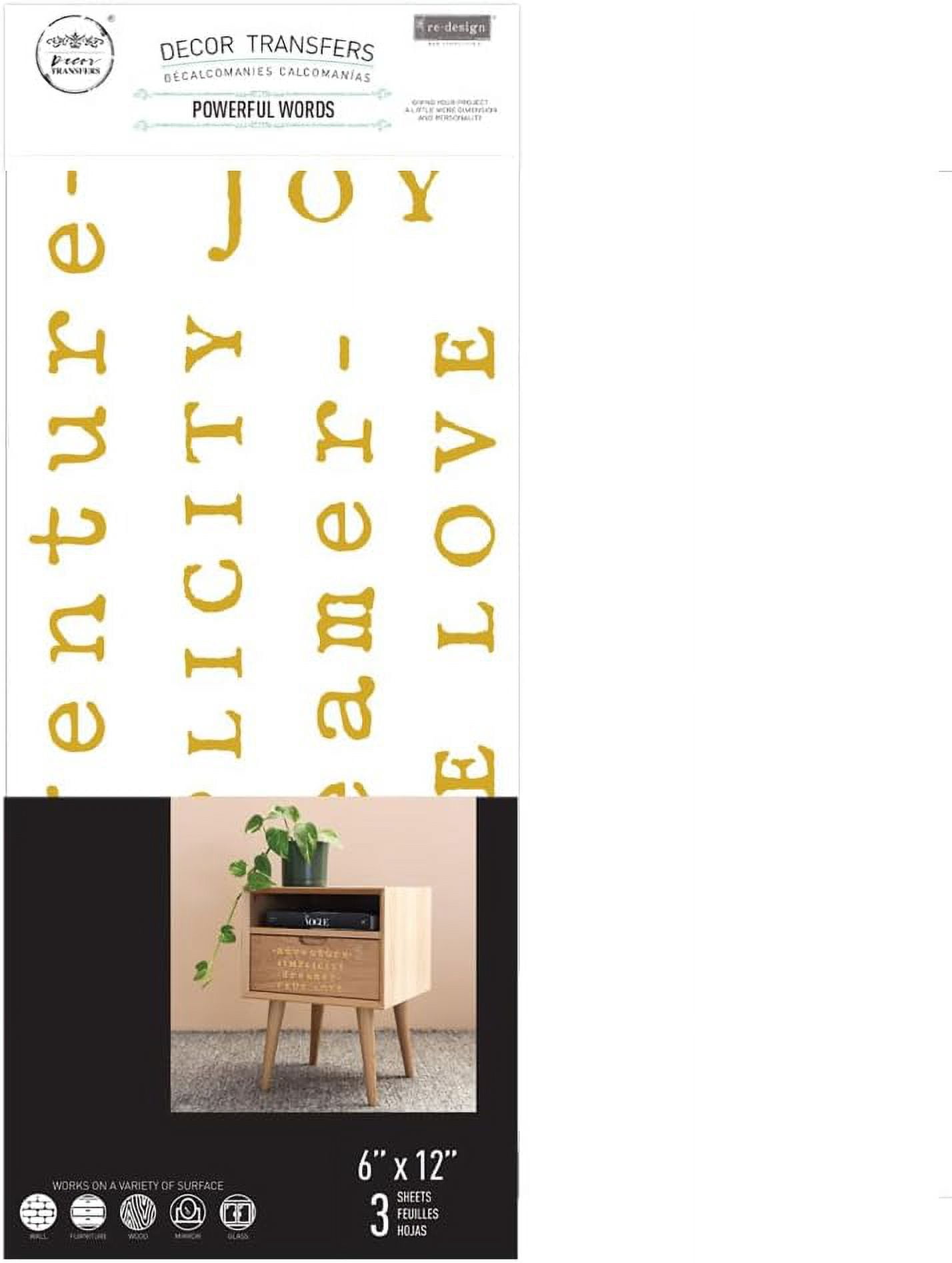 Powerful Words - Small Transfers 6"x12" 3 Sheets Rub on Transfers for Furniture Vintage Rub on Transfers Stickers for Crafts Classic Spring Summer Autumn Decoration Transfers 655350657383