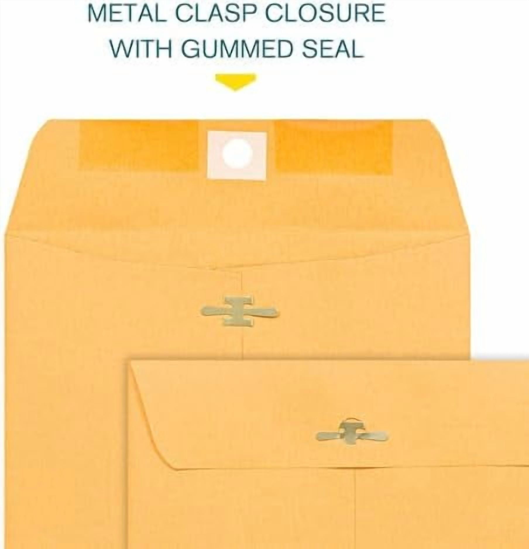 6x9 Clasp Envelopes – 100 Pack Brown Kraft Catalog Envelopes with Clasp Closure & Gummed Seal – 28lb Heavyweight Paper Mailing Manila Envelopes for Home, Office, Business, Legal or School