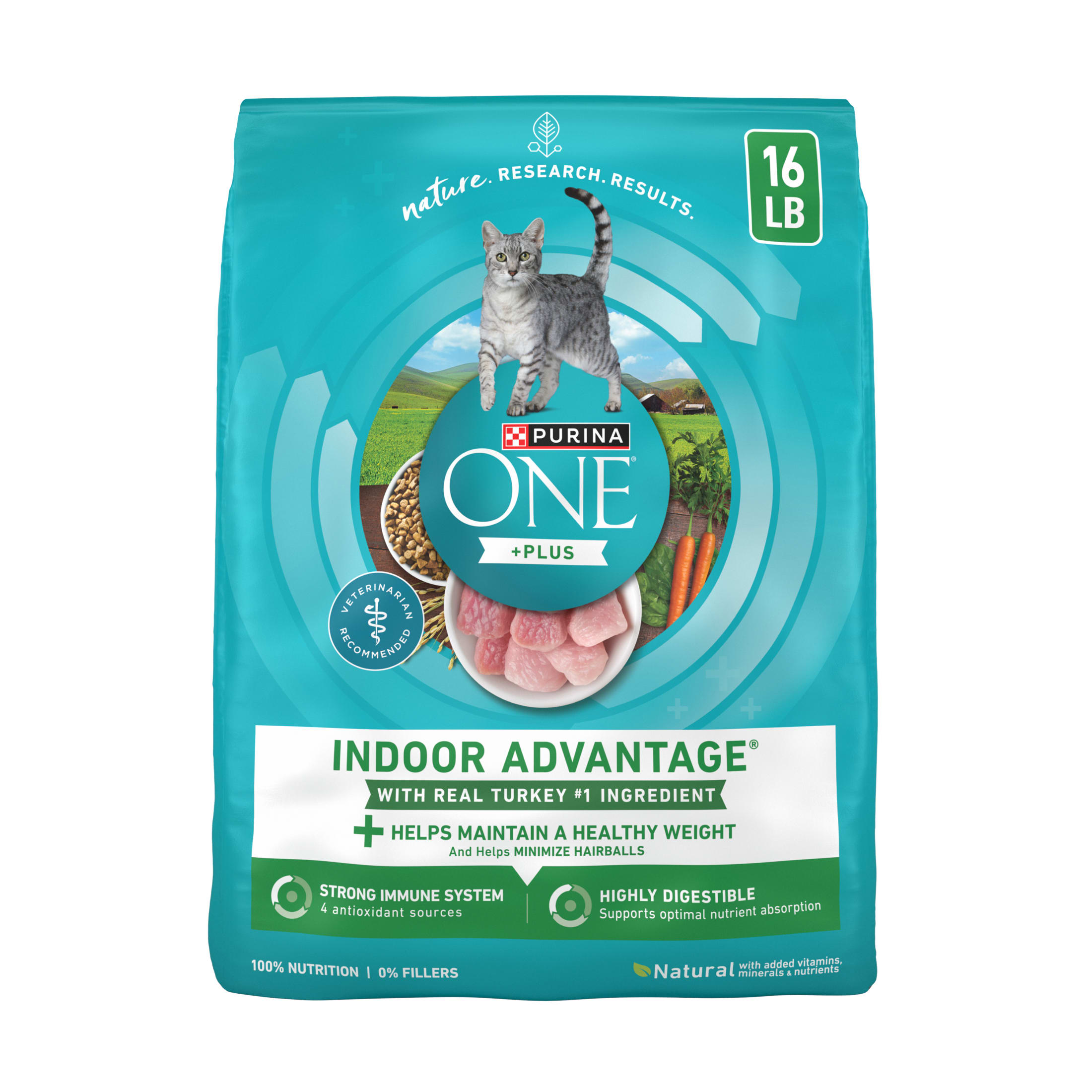 Purina ONE Plus, Indoor Advantage, Dry Cat Food, Turkey, 16 lb Bag