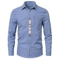 thumbnail image 3 of Mens Button Down Shirts Long Sleeve Men Casual Plaid Shirt Breathable Long Sleeve Button Down Shirt Mens Dress Shirt Blue XL, 3 of 3