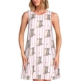 thumbnail image 1 of Balery Heart Cat Vestidos de verano para mujer con estampado: vestido holgado sin mangas, vestido playero informal y cómodo para días calurosos., 1 of 7