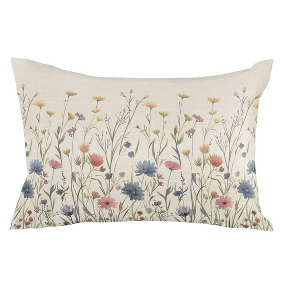 Watercolor Rustic Summer Botanical King Size Pillow Cover, Pillowcase Protectors with Zipper, Breathable Decorative Throw Pillow Case Cover, Pillow Shams for Couch Sofa 20x36Inch