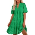 thumbnail image 2 of TAGOLD Womens Short Sleeve V Neck Dress Solid Color Summer Breathable, 2 of 4