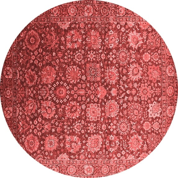 Ahgly Company Indoor Round Oriental Red Industrial Area Rugs, 3' Round