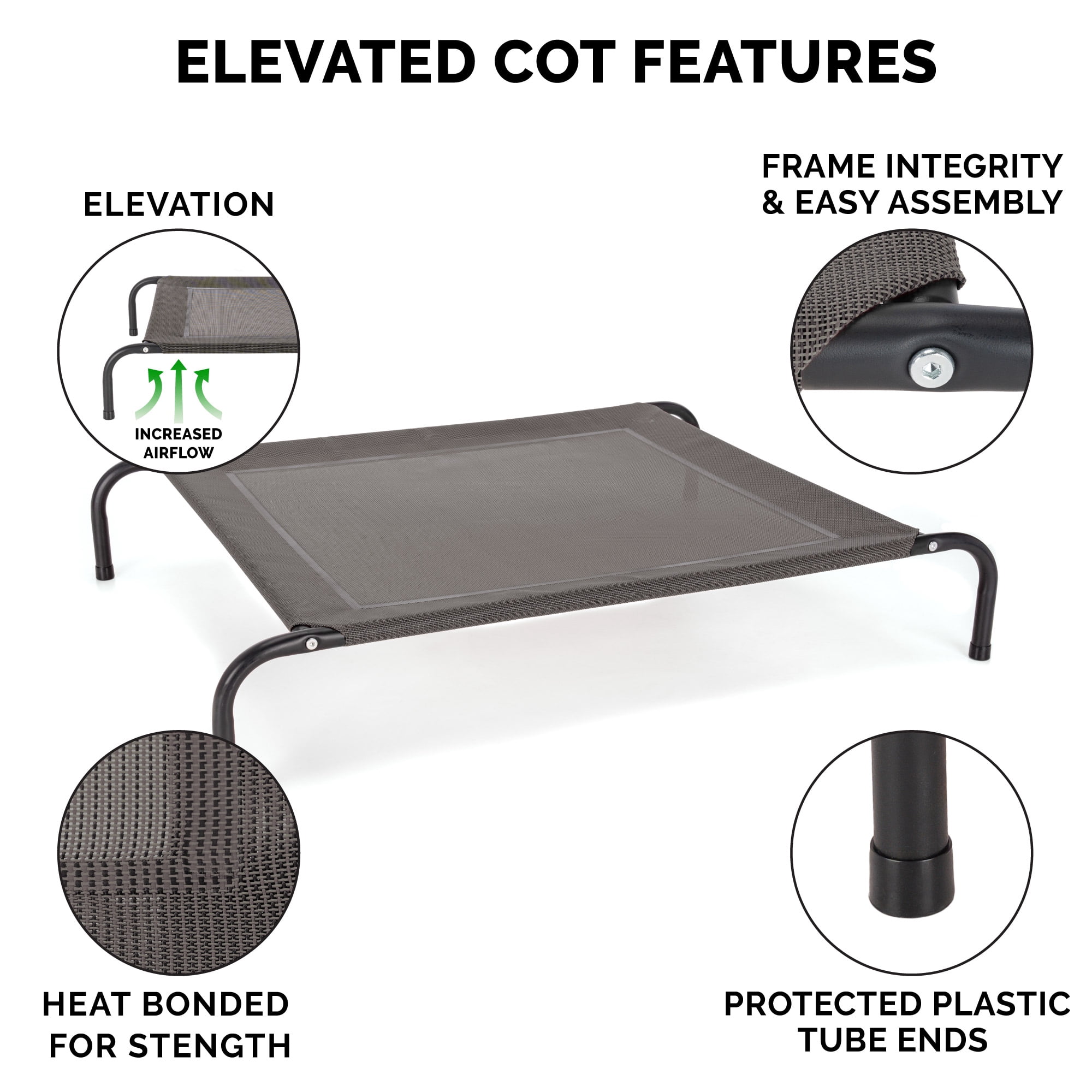 FurHaven Pet Products Elevated Cot Pet Bed - Graphite Gray, Medium