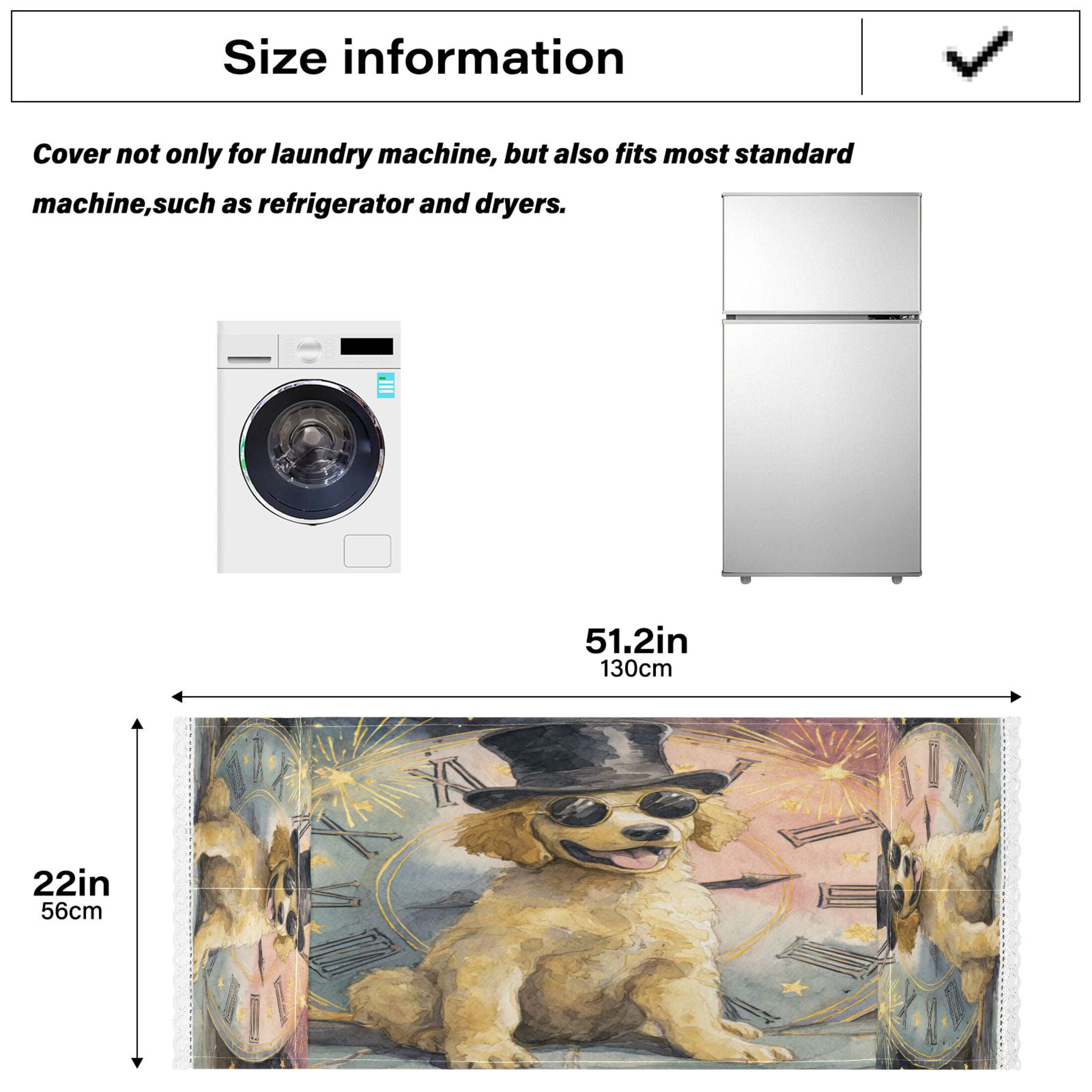 Wobogo Golden Retriever Art Washing Machine Cover Dustproof Washer Dryer Cover Waterproof Laundry Room Decorative Protector