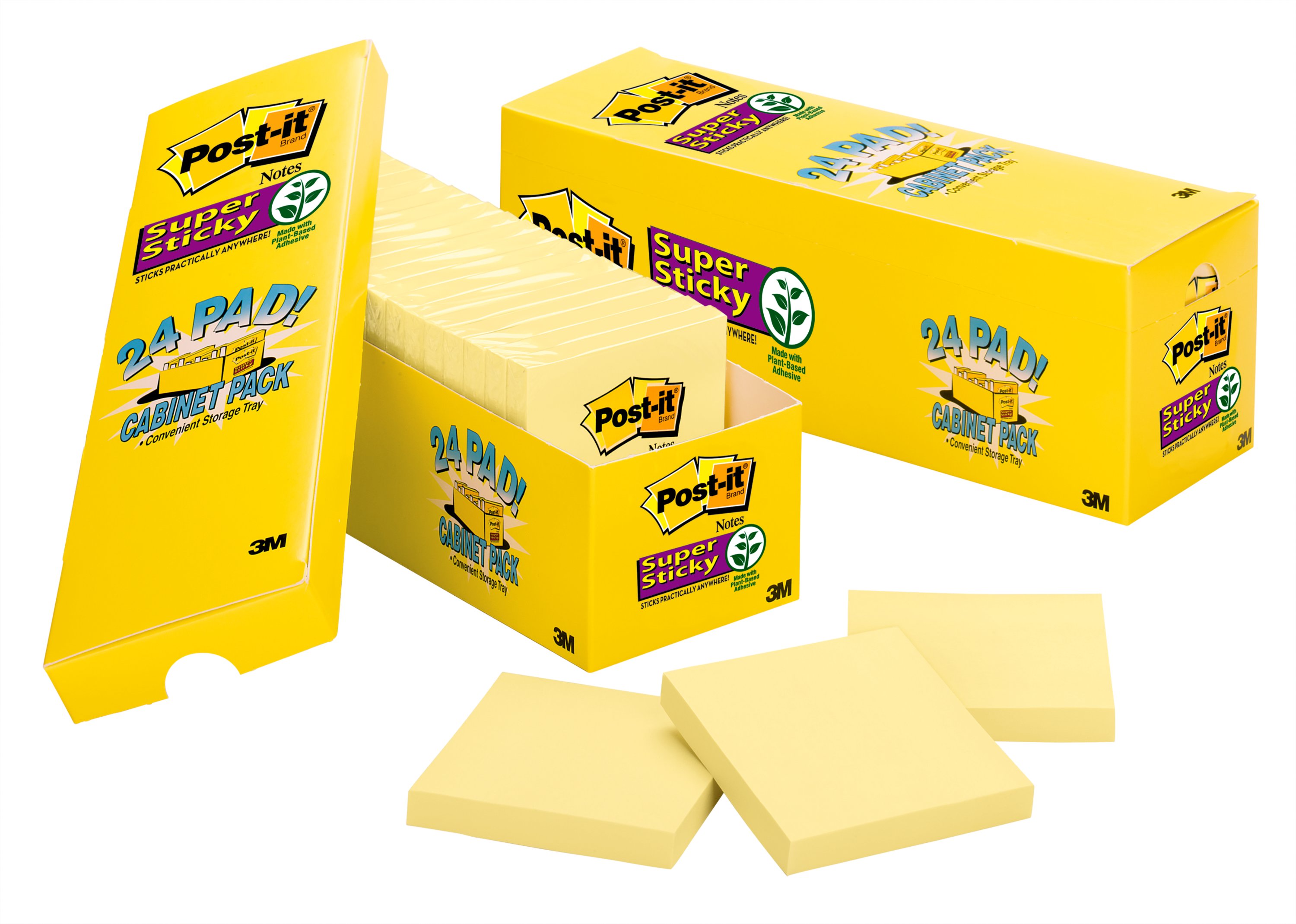 Postit Super Sticky Notes, 3" x 3", Canary Yellow, 24 Pads Walmart