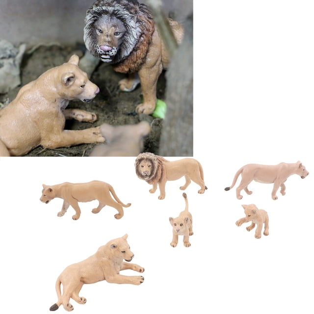 Juguetes de leones, 6 piezas, modelo de leones, mini estatua de animales salvajes, modelo de animales salvajes simulados, eleva tu experiencia