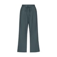 thumbnail image 4 of Seductiva Soft Leggings for Women Linen Pants Women Summer Wide Leg Capri Pants Drawstring Elastic Waist Pants High Waisted Pants Casual Beach Trousers Loose Casual Pants, 4 of 5