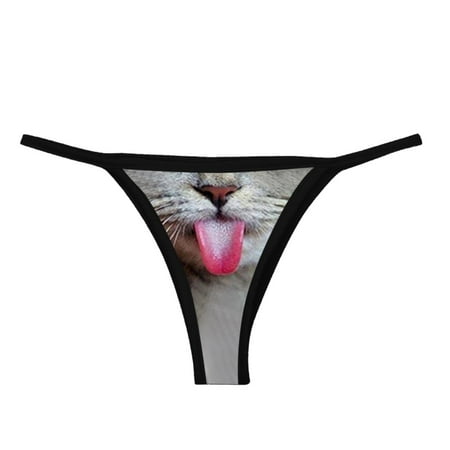 

Knosfe Women s Stretch Underwear Print Panties Breathable Low Rise Soft Thong Sexy G-string L