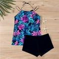 thumbnail image 5 of qucoqpe Womens Two-piece Modest Bathing Suit Summer Fashion Casual Floral Print Tankini Swimsuits with Shorts, 5 of 7