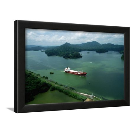 Cargo Ship in the Panama Canal Framed Print Wall Art By Danny Lehman
