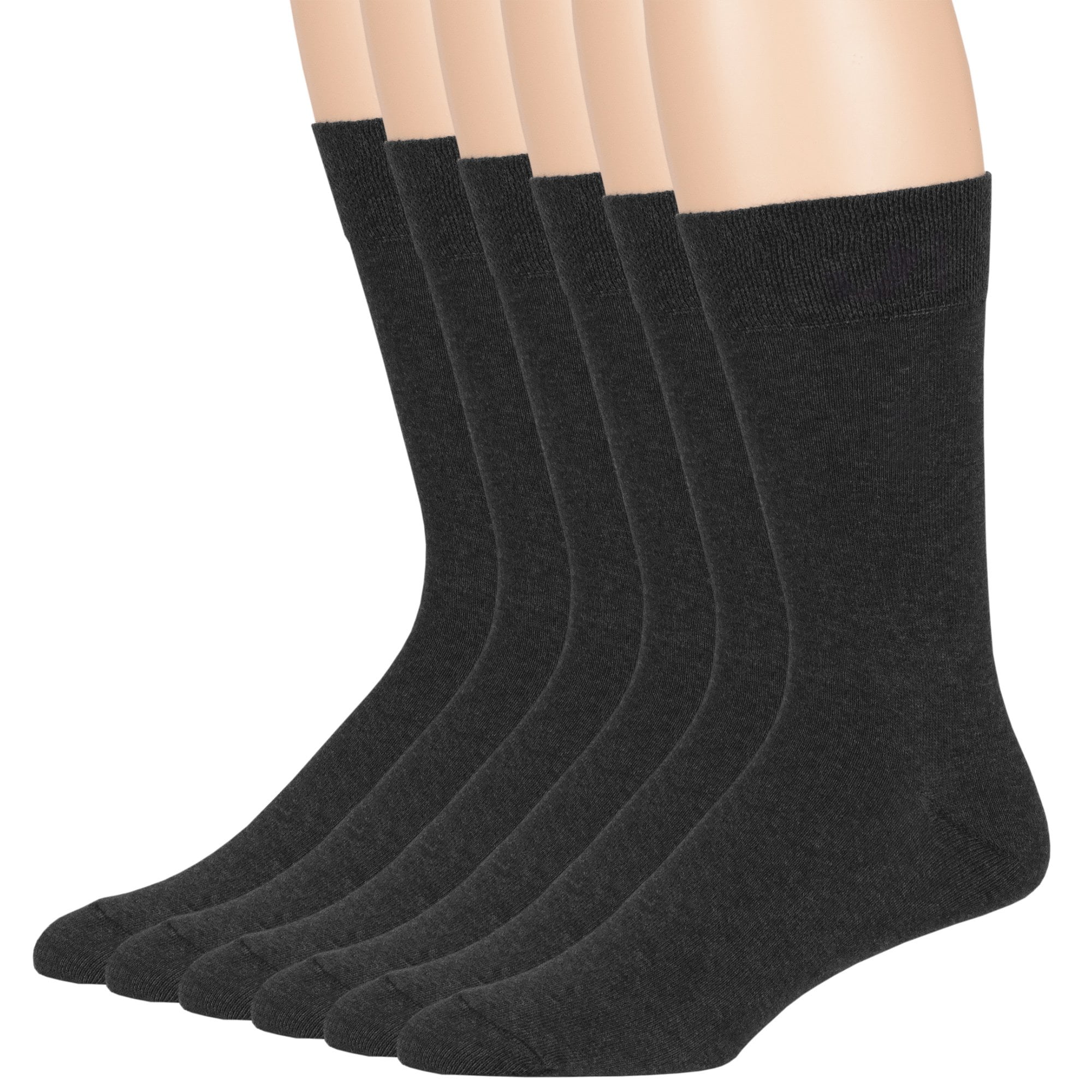 Mens Cotton Casual Plus Size Crew Socks, Charcoal, X-Large 13-15, 6 ...